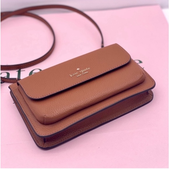 Kate Spade Leila Small flap Crossbody Warm Gingerbread - Picture 9 of 13